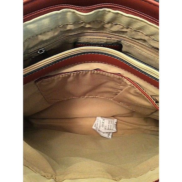 NWT Carmel Vegan Leather Covered Lock & Key Medium Top Handle Satchel Handbag - Picture 8 of 11